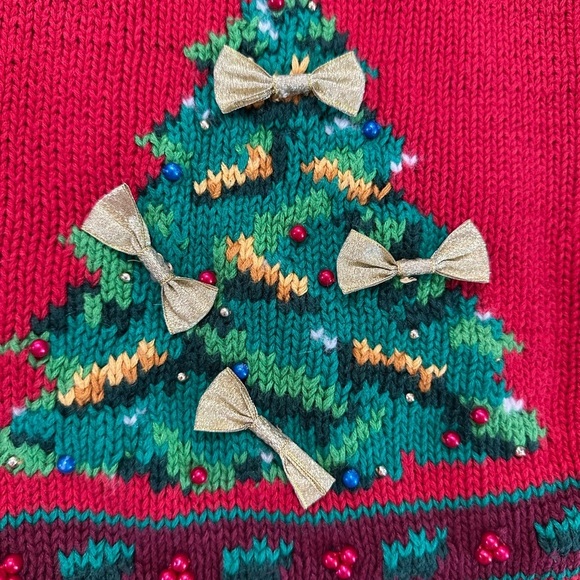 Jennifer Moore Festive Ugly Christmas Sweater Vest Women's L Red Hand Knitted - Picture 9 of 17